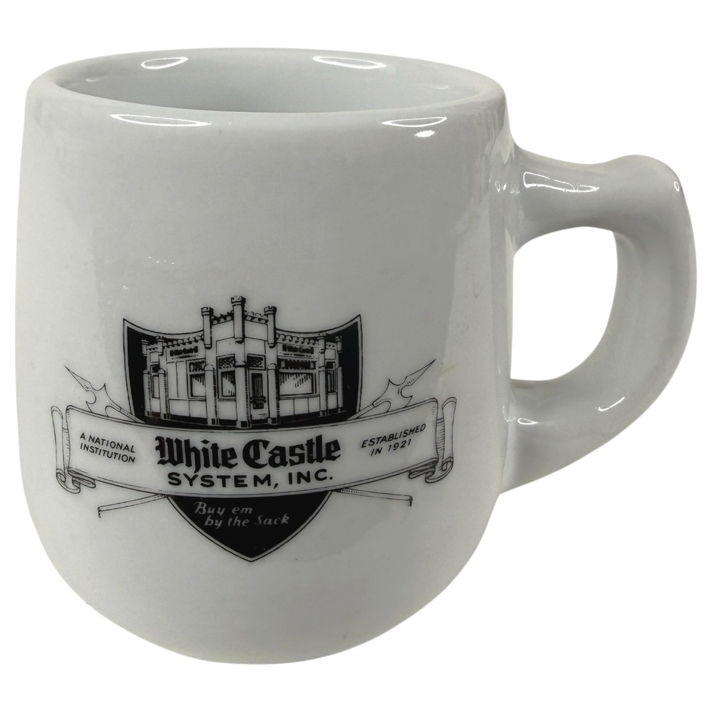 Vintage White Castle Restaurant Coffee Mug Ashtray Bottom Ceramic Diner Style